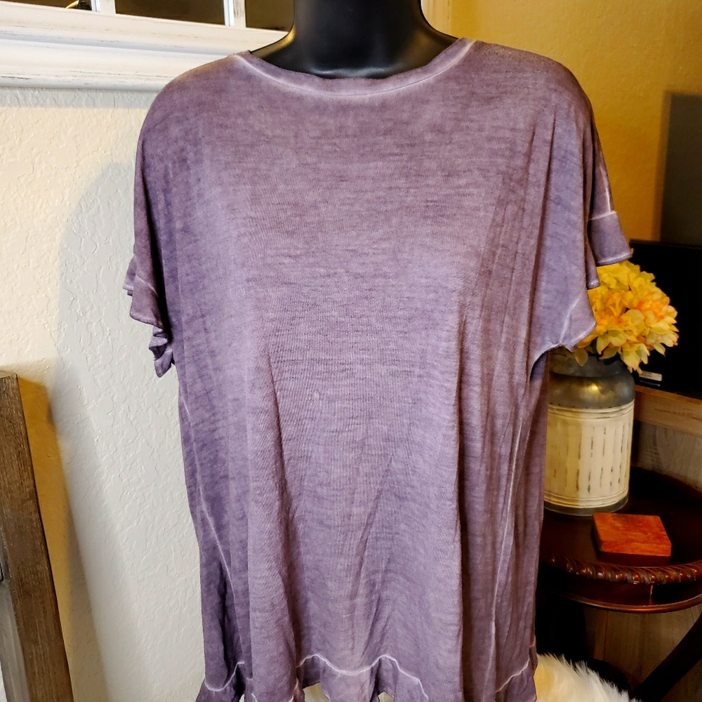 Alya Purple Ruffle Criss Cross Top